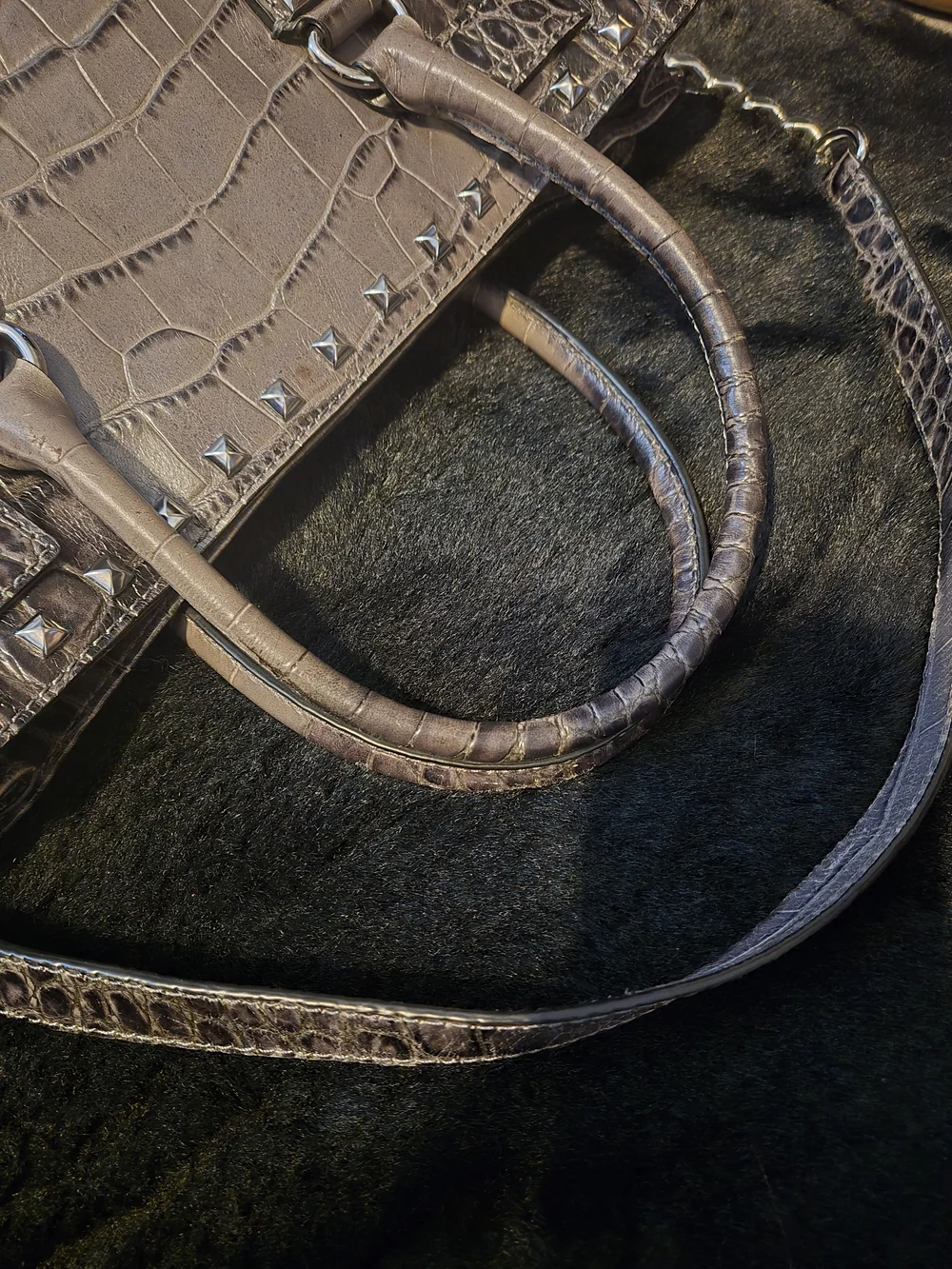 Michael Kors Large Hamilton Croc Embossed Studded Tote